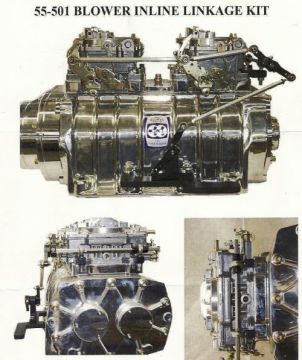 55-501  Linkage - INLINE Holley, Edelbrock  , Quick Fuel  , APD ,  ATM    Blown Dual